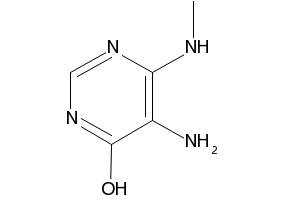 2-amino-6-(methylamino)-5-nitropyrimidin-4(3H)-one structure, CAS 879-44-7