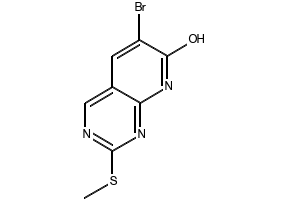 6-bromo-7-chloro-2-(methylthio)pyrido[2,3-d]pyrimidine structure, CAS 352328-88-2