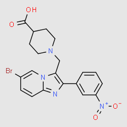 1-[6-Bromo-2-(3-nitrophenyl)imidazo[1,2-a]pyridin-3-ylmethyl]piperidine-4-carboxylicacid structure, CAS 728916-69-6