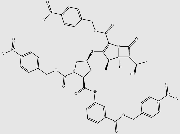 6-(1-Hydroxy-ethyl)-4-methyl-3-{1-(4-nitro-benzyloxycarbonyl)-5-[3-(4-nitro-benzyloxycarbonyl)-phenylcarbamoyl]-pyrrolidin-3-ylsulfanyl}-7-oxo-1-aza-bicyclo[3.2.0]hept-2-ene-2-carboxylicacid4-nitro-benzylester structure, CAS 1262305-54-3