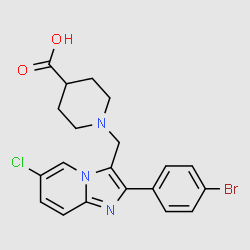 1-[2-(4-Bromophenyl)-6-chloroimidazo[1,2-a]pyridin-3-ylmethyl]piperidine-4-carboxylicacid structure, CAS 728916-60-7