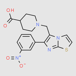 1-[6-(3-Nitrophenyl)imidazo[2,1-b]thiazol-5-ylmethyl]piperidine-4-carboxylicacid structure, CAS 728916-91-4
