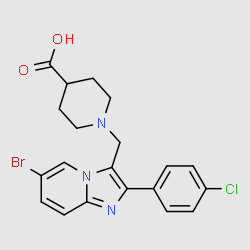 1-[6-Bromo-2-(4-chlorophenyl)imidazo[1,2-a]pyridin-3-ylmethyl]piperidine-4-carboxylicacid structure, CAS 728916-79-8