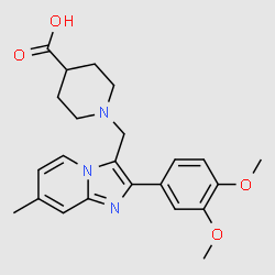 1-[2-(3,4-Dimethoxyphenyl)-7-methylimidazo[1,2-a]pyridin-3-ylmethyl]piperidine-4-carboxylicacid structure, CAS 727977-84-6