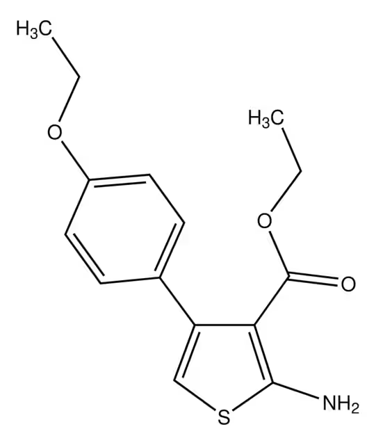 2-Amino-4-(4-ethoxy-phenyl)thiophene-3-carboxylicethylester structure, CAS 315684-37-8