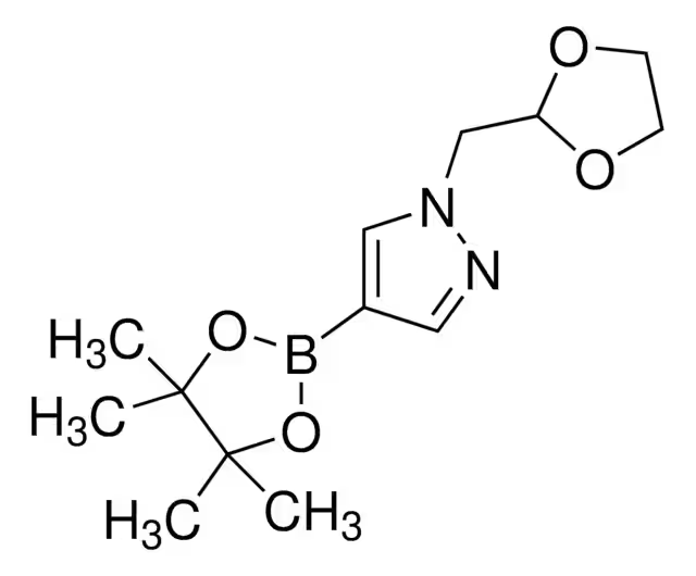 1H-Pyrazole,1-(1,3-dioxolan-2-ylmethyl)-4-(4,4,5,5-tetramethyl-1,3,2-dioxaborolan-2-yl)- structure, CAS 864754-17-6