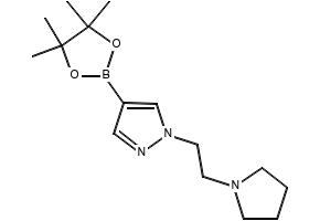 1H-Pyrazole,1-[2-(1-pyrrolidinyl)ethyl]-4-(4,4,5,5-tetramethyl-1,3,2-dioxaborolan-2-yl)- structure, CAS 1000802-52-7