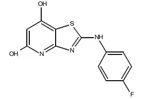2-(4-Fluorophenylamino)thiazolo[4,5-b]pyridine-5,7-diol structure, CAS 370073-65-7