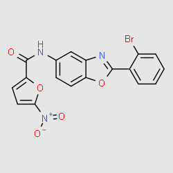 5-Nitrofuran-2-carboxylicacid[2-(2-bromophenyl)benzooxazol-5-yl]amide structure, CAS 329198-70-1