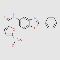 5-Nitrofuran-2-carboxylicacid(2-phenylbenzooxazol-5-yl)amide structure, CAS 330473-27-3
