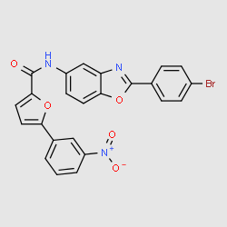 5-(3-Nitrophenyl)furan-2-carboxylicacid[2-(4-bromophenyl)benzooxazol-5-yl]amide structure, CAS 309292-41-9