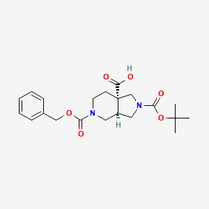 (3AR,7AS)-5-(BENZYLOXYCARBONYL)-2-(TERT-BUTOXYCARBONYL)OCTAHYDRO-1H-PYRROLO[3,4-C]PYRIDINE-7A-CARBOXYLICACID structure, CAS 1260594-17-9