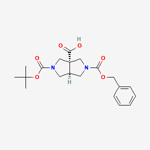 (3AS,6AS)-2-(BENZYLOXYCARBONYL)-5-(TERT-BUTOXYCARBONYL)OCTAHYDROPYRROLO[3,4-C]PYRROLE-3A-CARBOXYLICACID structure, CAS 1217766-30-7