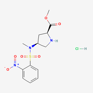 (2S,4S)-METHYL4-(N-METHYL-2-NITROPHENYLSULFONAMIDO)PYRROLIDINE-2-CARBOXYLATEHYDROCHLORIDE structure, CAS 1217655-73-6