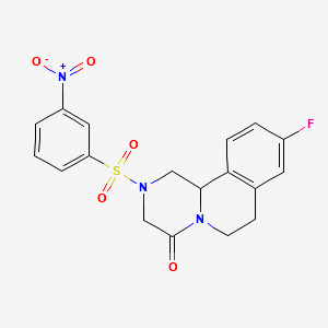 9-FLUORO-2-(3-NITROPHENYLSULFONYL)-2,3,6,7-TETRAHYDRO-1H-PYRAZINO[2,1-A]ISOQUINOLIN-4(11BH)-ONE structure, CAS 1188265-78-2