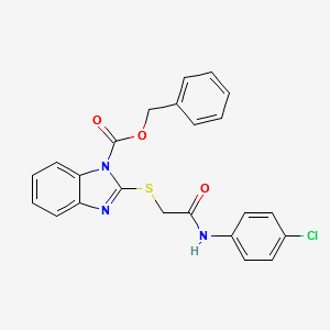 Benzyl2-[(4-chlorophenylcarbamoyl)methylthio]-1H-benzo[d]imidazole-1-carboxylate structure, CAS 847231-83-8