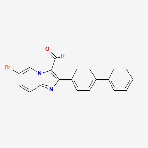 2-Biphenyl-4-yl-6-bromoimidazo[1,2-a]pyridine-3-carbaldehyde structure, CAS 727652-14-4