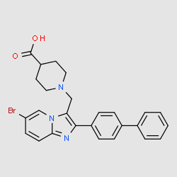 1-(2-Biphenyl-4-yl-6-bromoimidazo[1,2-a]pyridin-3-ylmethyl)piperidine-4-carboxylicacid structure, CAS 728916-85-6