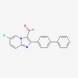 2-Biphenyl-4-yl-6-chloroimidazo[1,2-a]pyridine-3-carbaldehyde structure, CAS 727976-35-4