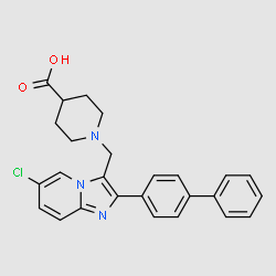 1-(2-Biphenyl-4-yl-6-chloroimidazo[1,2-a]pyridin-3-ylmethyl)piperidine-4-carboxylicacid structure, CAS 728916-64-1