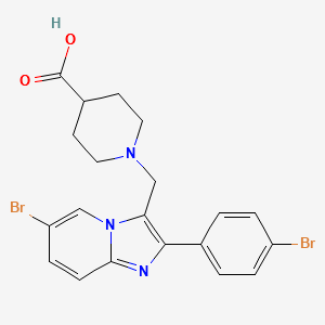 1-[6-Bromo-2-(4-bromophenyl)imidazo[1,2-a]pyridin-3-ylmethyl]piperidine-4-carboxylicacid structure, CAS 728916-81-2