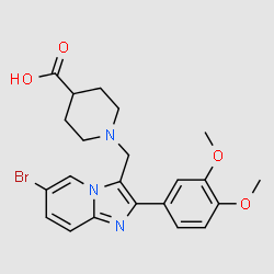 1-[6-Bromo-2-(3,4-dimethoxy-phenyl)imidazo[1,2-a]pyridin-3-ylmethyl]piperidine-4-carboxylicacid structure, CAS 728916-75-4