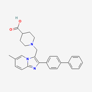 1-(2-Biphenyl-4-yl-6-methylimidazo[1,2-a]pyridin-3-ylmethyl)piperidine-4-carboxylicacid structure, CAS 728864-57-1