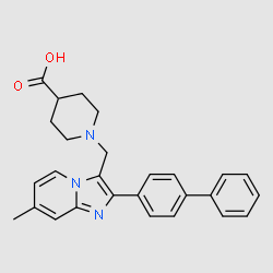 1-(2-Biphenyl-4-yl-7-methylimidazo[1,2-a]pyridin-3-ylmethyl)piperidine-4-carboxylicacid structure, CAS 727977-89-1