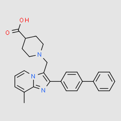 1-(2-Biphenyl-4-yl-8-methylimidazo[1,2-a]pyridin-3-ylmethyl)piperidine-4-carboxylicacid structure, CAS 727977-73-3