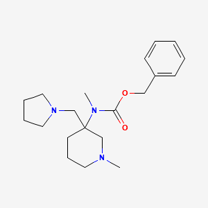 N-Methyl-(1-methyl-3-pyrrolidin-1-ylmethyl-piperidin-3-yl)carbamicacidbenzylester structure, CAS 672310-26-8