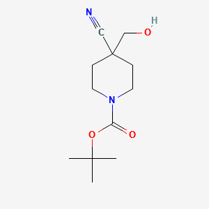 tert-butyl4-cyano-4-(hydroxymethyl)piperidine-1-carboxylate structure, CAS 614730-96-0