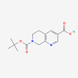 7-(TERT-BUTOXYCARBONYL)-5,6,7,8-TETRAHYDRO-1,7-NAPHTHYRIDINE-3-CARBOXYLICACID structure, CAS 1245645-20-8