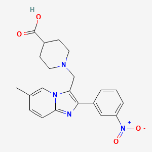 1-[6-Methyl-2-(3-nitrophenyl)imidazo[1,2-a]pyridin-3-ylmethyl]piperidine-4-carboxylicacid structure, CAS 886496-39-5