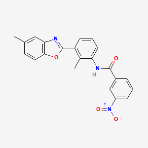 N-[2-Methyl-3-(5-methyl-benzooxazol-2-yl)phenyl]-3-nitrobenzamide structure, CAS 331668-01-0