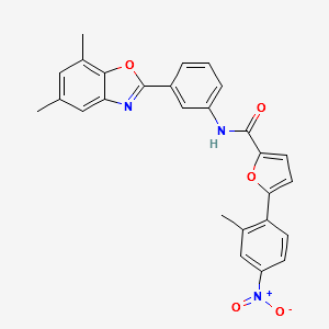 5-(2-Methyl-4-nitrophenyl)furan-2-carboxylicacid[3-(5,7-dimethylbenzooxazol-2-yl)phenyl]amide structure, CAS 328975-78-6