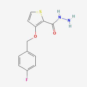 3-[(4-Fluorobenzyl)oxy]-2-thiophenecarbohydrazide structure, CAS 338751-50-1