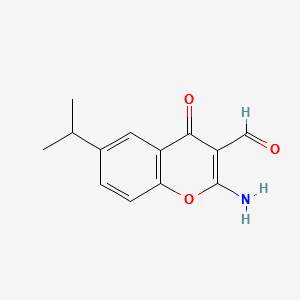 2-Amino-6-isopropyl-4-oxo-4H-benzopyran-3-carboxaldehyde structure, CAS 68301-82-6