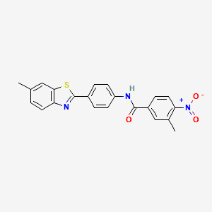 3-Methyl-N-[4-(6-methyl-benzothiazol-2-yl)phenyl]-4-nitrobenzamide structure, CAS 325856-12-0