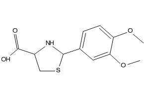 2-(3,4-Dimethoxyphenyl)-1,3-thiazolidine-4-carboxylicacid structure, CAS 72678-92-3