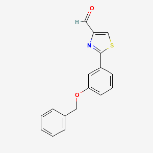 2-(3-(benzyloxy)phenyl)thiazole-4-carbaldehyde structure, CAS 885278-72-8