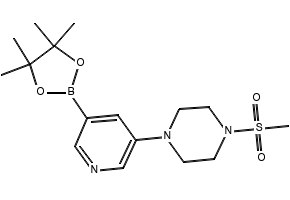 1-(methylsulfonyl)-4-(5-(4,4,5,5-tetramethyl-1,3,2-dioxaborolan-2-yl)pyridin-3-yl)piperazine structure, CAS 1201644-34-9