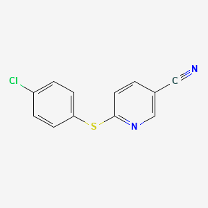 2-(4-Chlorophenylthio)pyridine-5-carbonitrile structure, CAS 259683-22-2
