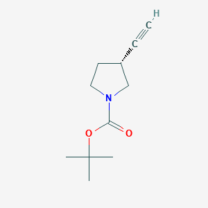 1-Pyrrolidinecarboxylicacid,3-ethynyl-,1,1-dimethylethylester,(3R)- structure, CAS 785051-41-4