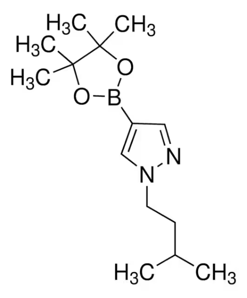 1H-Pyrazole,1-(3-methylbutyl)-4-(4,4,5,5-tetramethyl-1,3,2-dioxaborolan-2-yl)- structure, CAS 777063-41-9