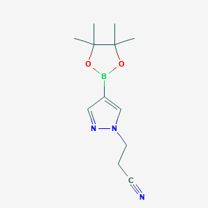 1H-Pyrazole-1-propanenitrile,4-(4,4,5,5-tetramethyl-1,3,2-dioxaborolan-2-yl)- structure, CAS 1022092-33-6