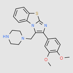 2-(3,4-Dimethoxyphenyl)-3-piperazin-1-ylmethylbenzo[d]imidazo[2,1-b]thiazole structure, CAS 727975-73-7