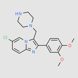 6-Chloro-2-(3,4-dimethoxyphenyl)-3-(piperazin-1-ylmethyl)imidazo[1,2-a]pyridine structure, CAS 727976-20-7