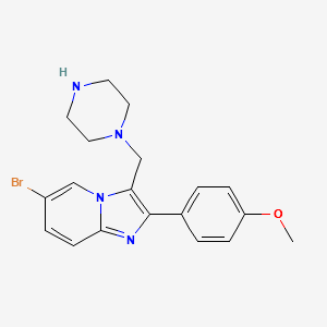 6-Bromo-2-(4-methoxyphenyl)-3-piperazin-1-ylmethylimidazo[1,2-a]pyridine structure, CAS 2A-9090900