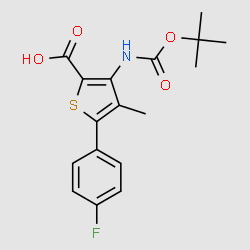 3-tert-Butoxycarbonylamino-5-(4-fluorophenyl)-4-methylthiophene-2-carboxylicacid structure, CAS 691393-95-0