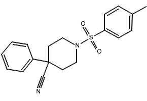 4-phenyl-1-(p-tolylsulphonyl)piperidine-4-carbonitrile structure, CAS 24476-55-9